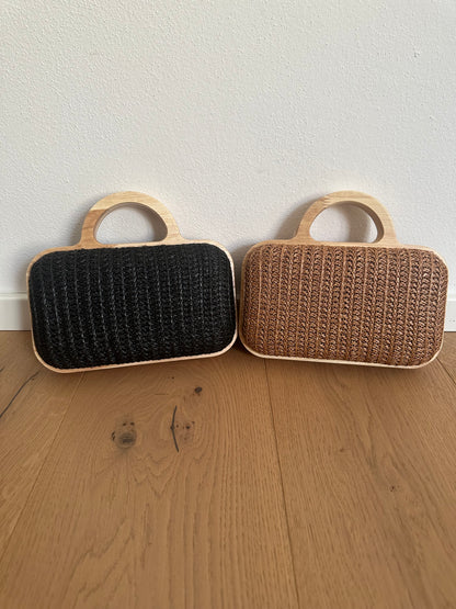ANNA clutch - rafia e legno