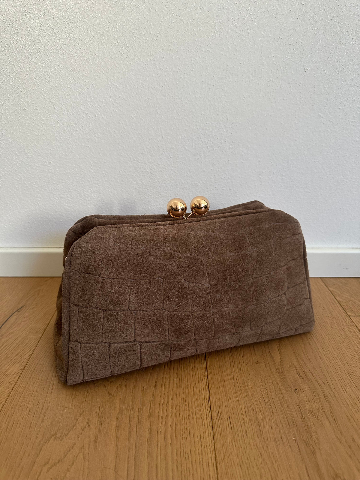 SASHA- Pochette/ clutch suede stampa cocco