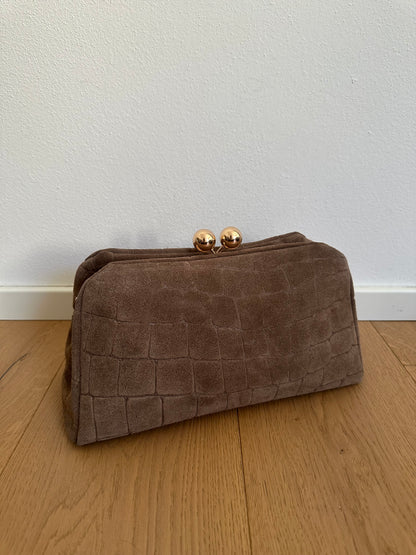 SASHA- Pochette/ clutch suede stampa cocco