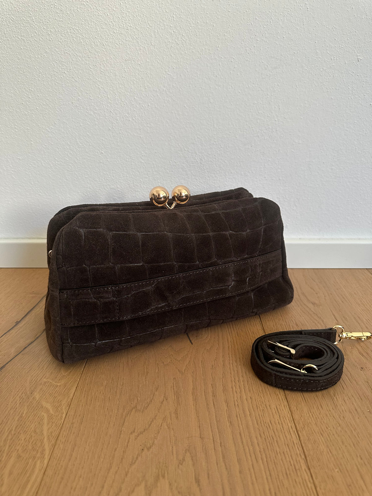SASHA- Pochette/ clutch suede stampa cocco