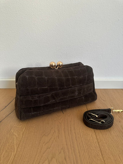 SASHA- Pochette/ clutch suede stampa cocco