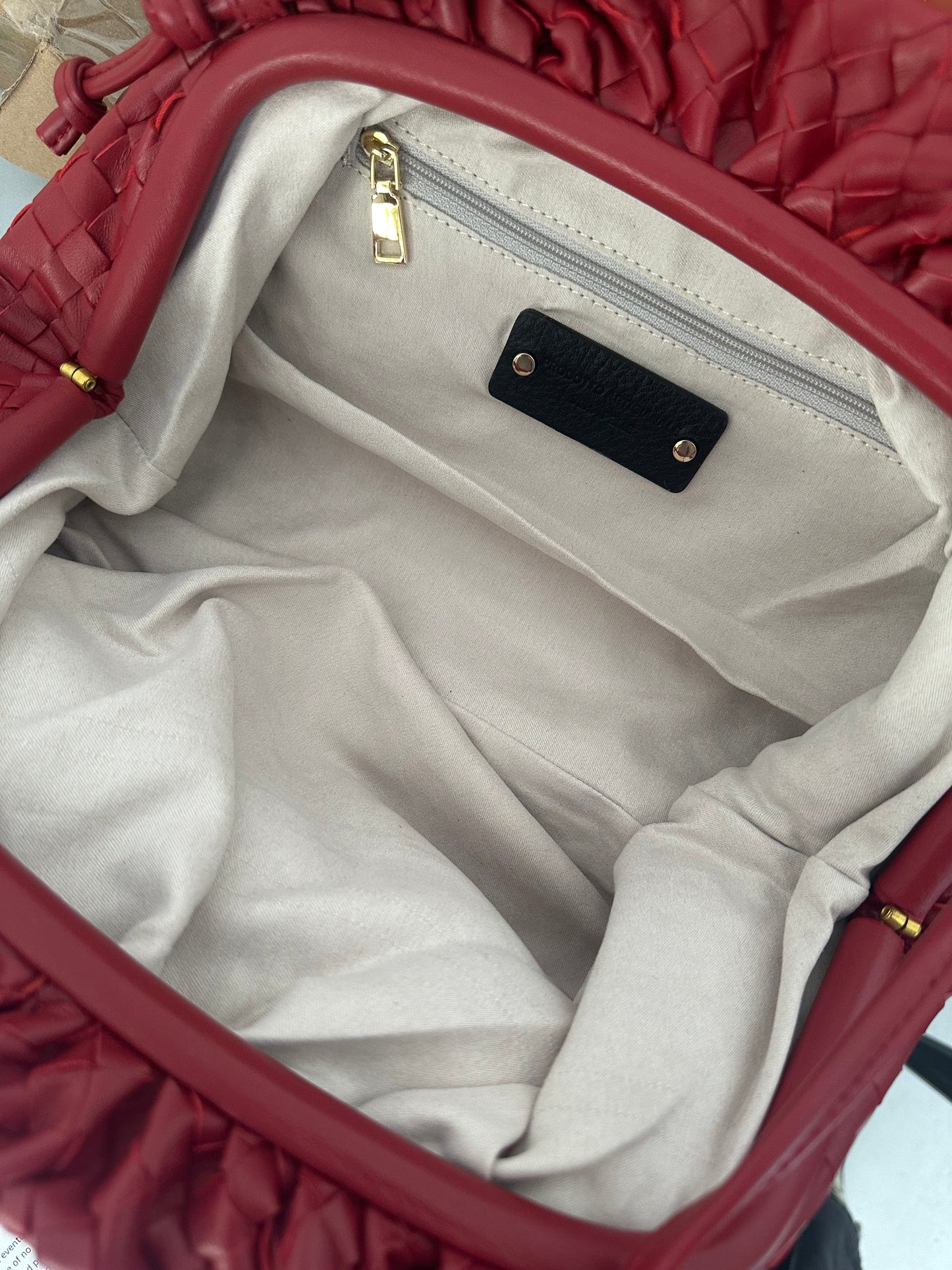 POUCH LARGE gewebt - Echtleder