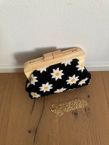 HANA clutch - rafia e ricamo