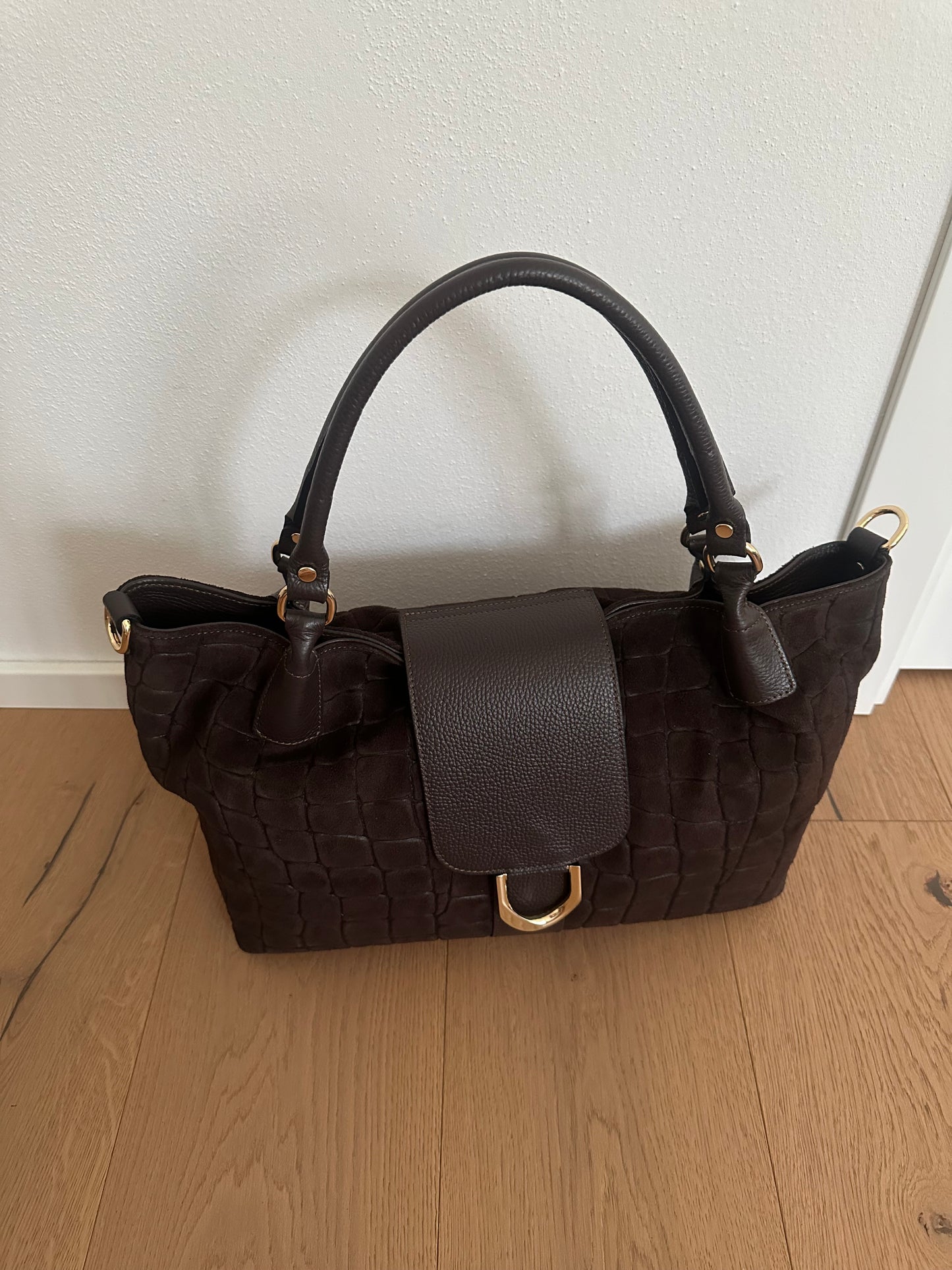 FIONA- shoulder bag camoscio stampa coccodrillo