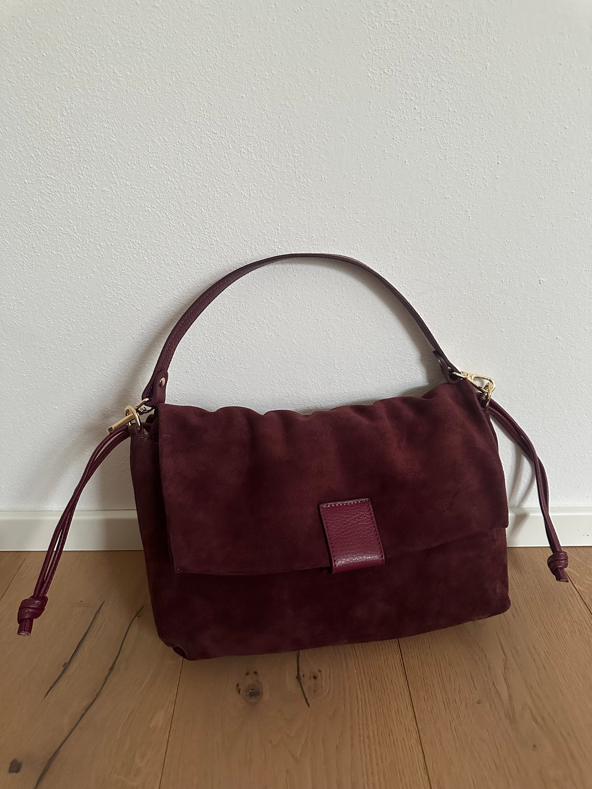 MIKA LARGE camoscio- borsa doppia tracolla
