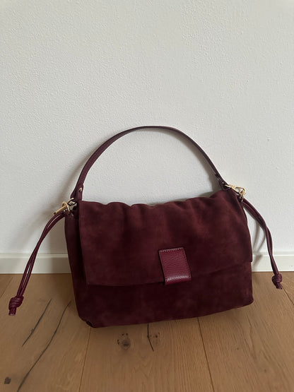 MIKA LARGE camoscio- borsa doppia tracolla