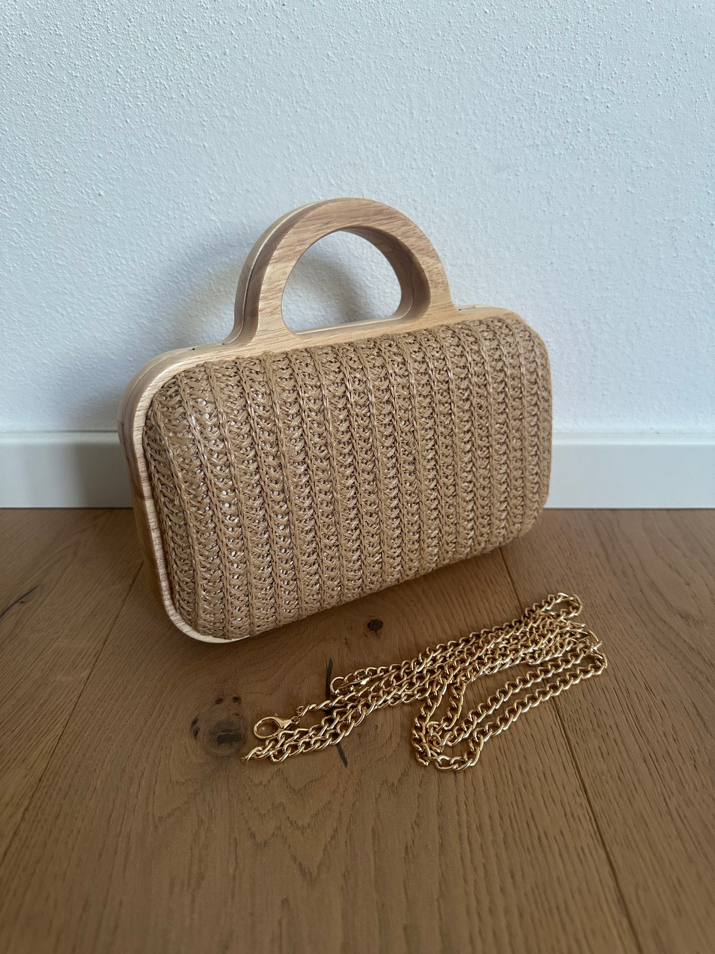 ANNA clutch - rafia e legno