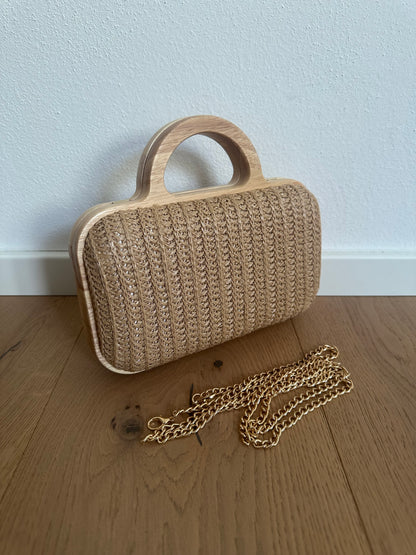 ANNA clutch - rafia e legno