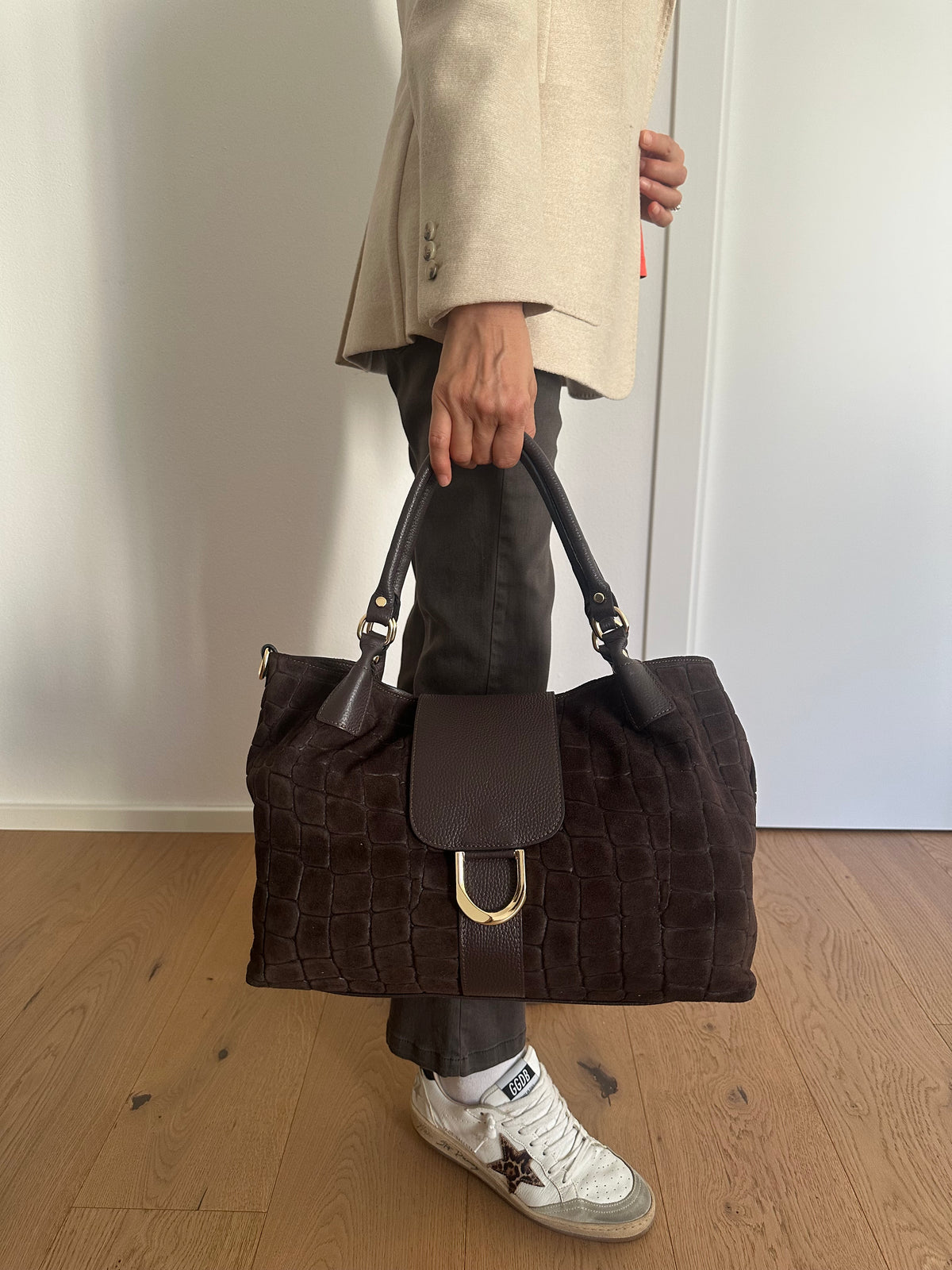 FIONA- shoulder bag camoscio stampa coccodrillo