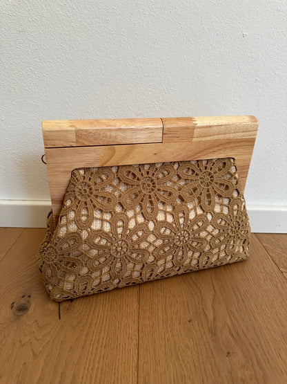 TINA clutch - rafia e legno