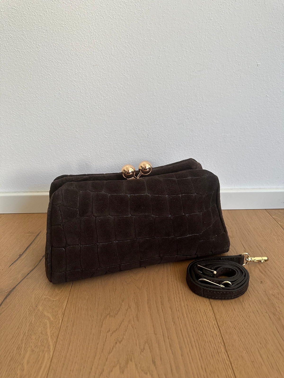SASHA- Pochette/ clutch suede stampa cocco