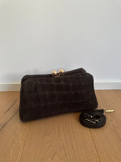 SASHA- Pochette/ clutch suede stampa cocco