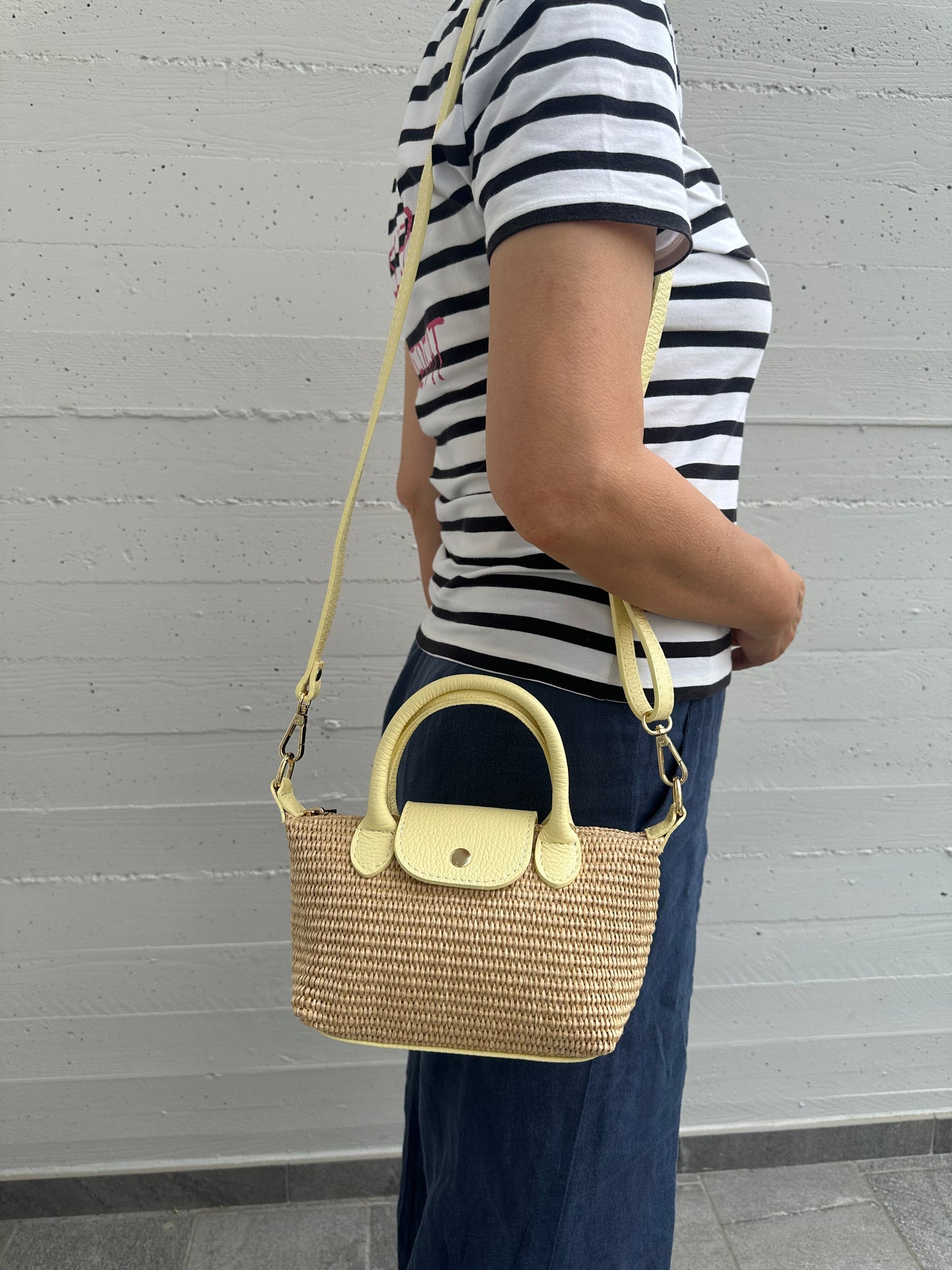 CHERIE – Raffia und echtes Leder