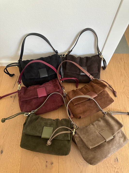 MIKA camoscio- borsa doppia tracolla