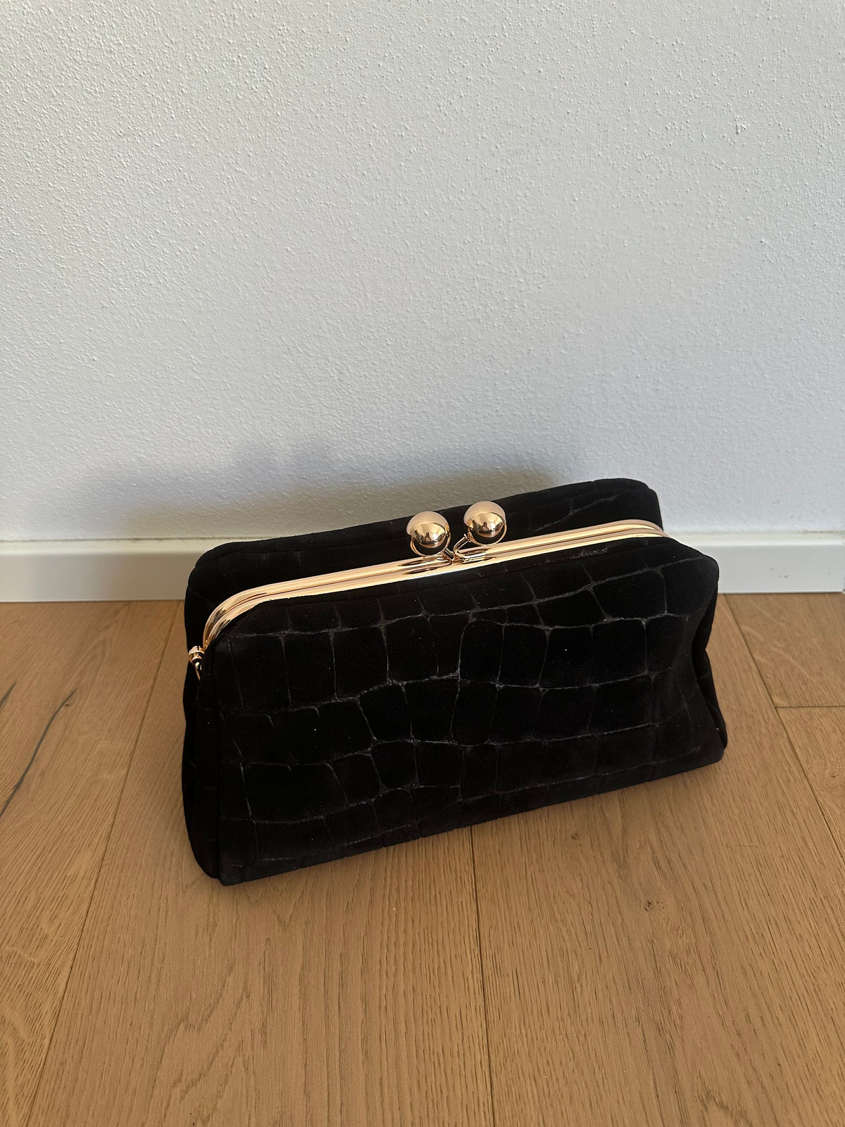 SASHA- Pochette/ clutch suede stampa cocco