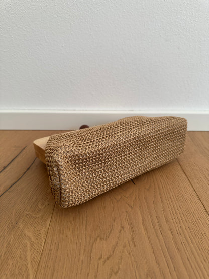 POLLY clutch - rafia e legno