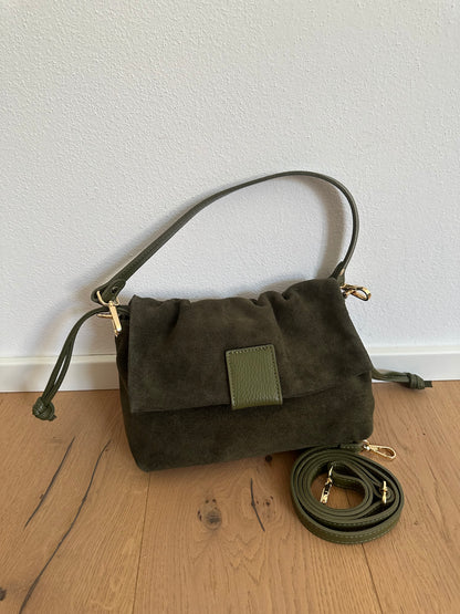MIKA camoscio- borsa doppia tracolla
