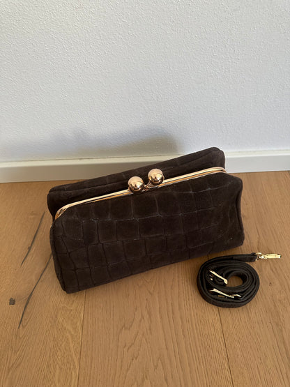 SASHA- Pochette/ clutch suede stampa cocco