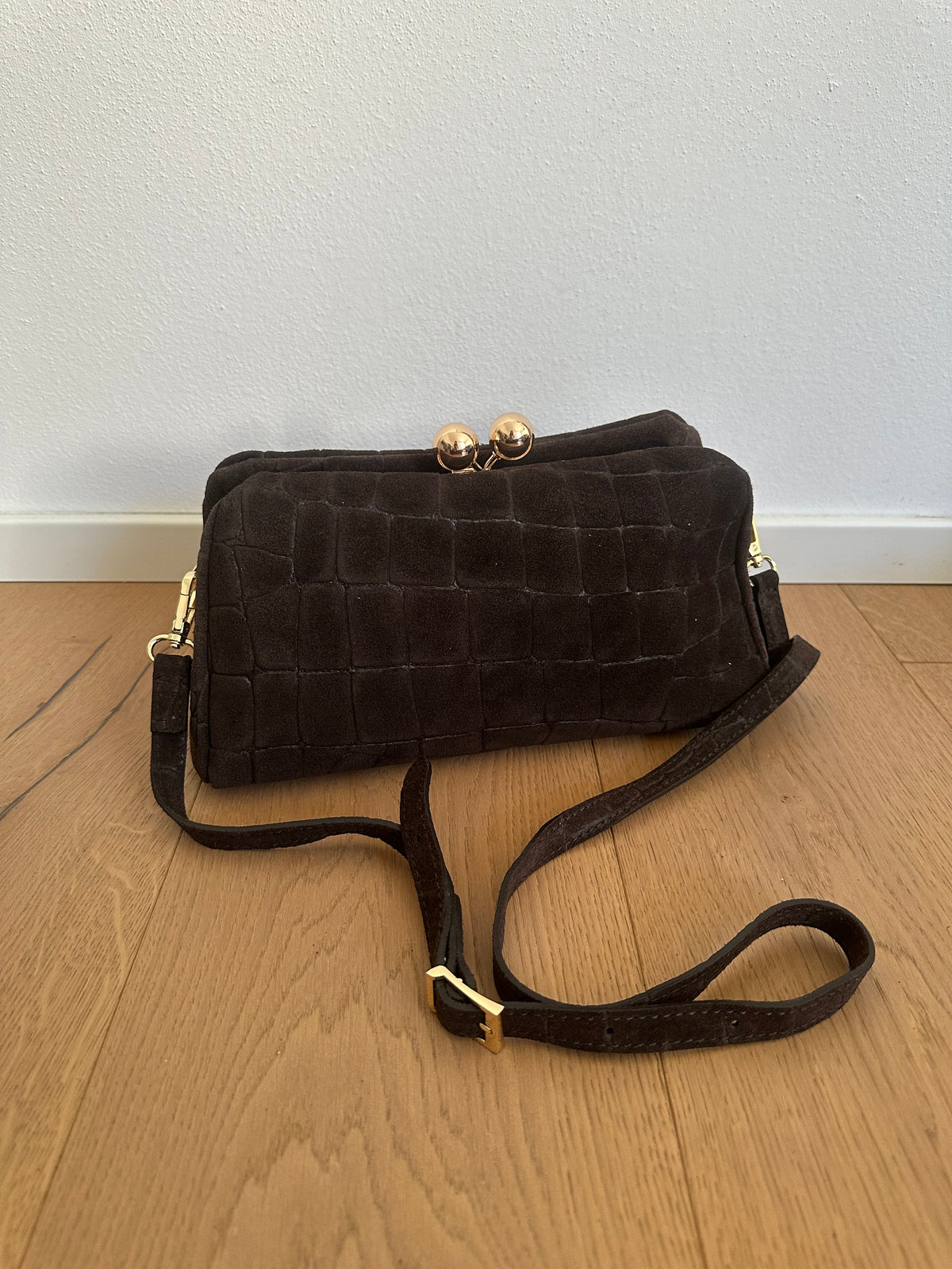 SASHA- Pochette/ clutch suede stampa cocco
