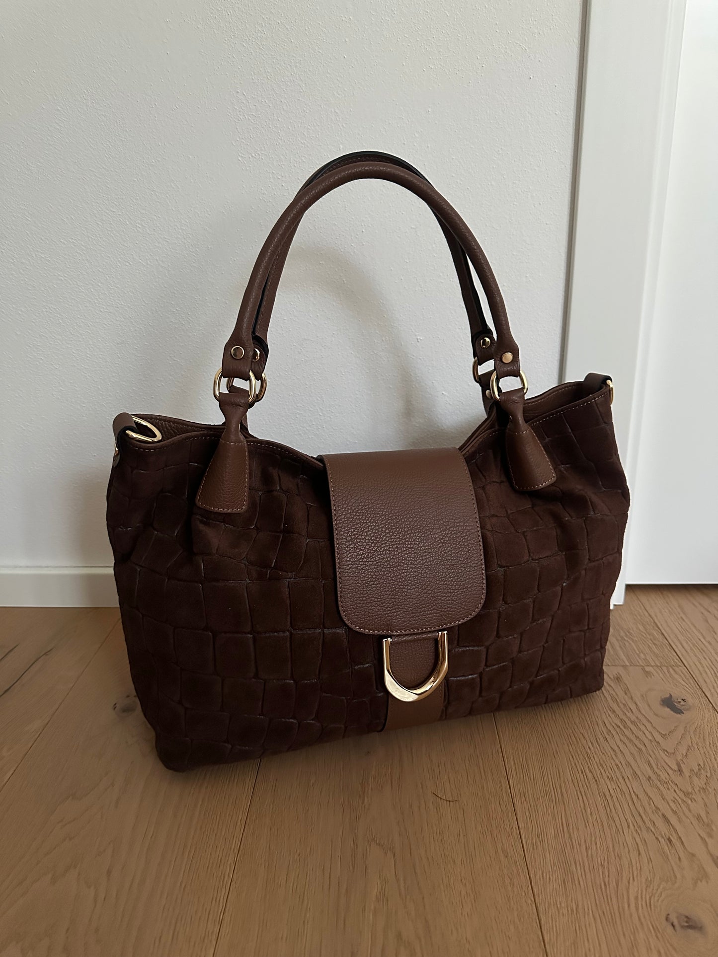 FIONA- shoulder bag camoscio stampa coccodrillo