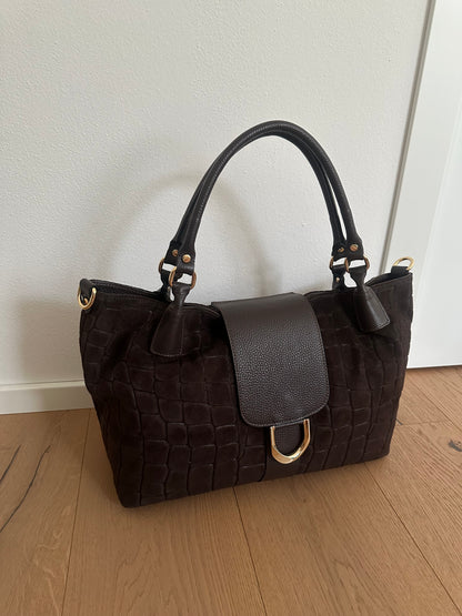 FIONA- shoulder bag camoscio stampa coccodrillo