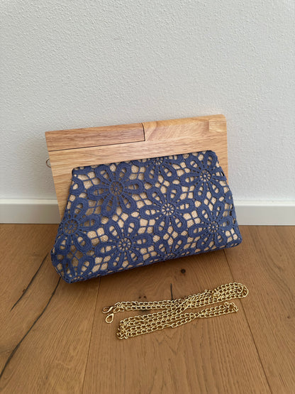 TINA clutch - rafia e legno