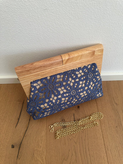 TINA clutch - rafia e legno