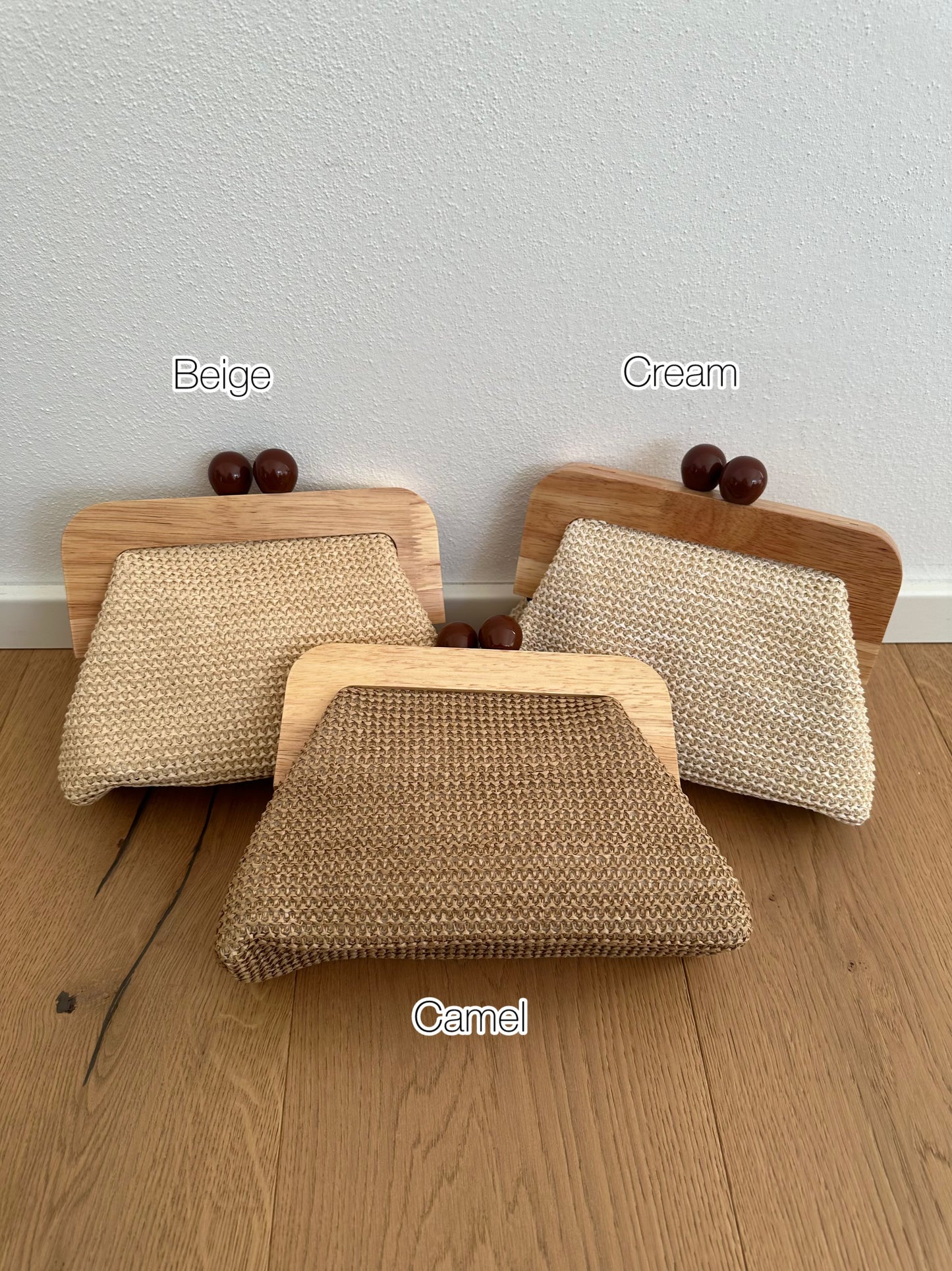 POLLY clutch - rafia e legno