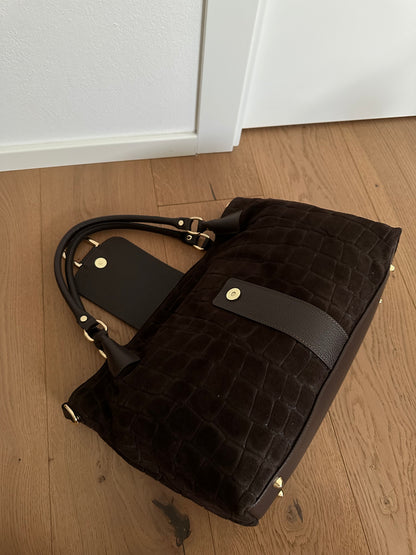 FIONA- shoulder bag camoscio stampa coccodrillo
