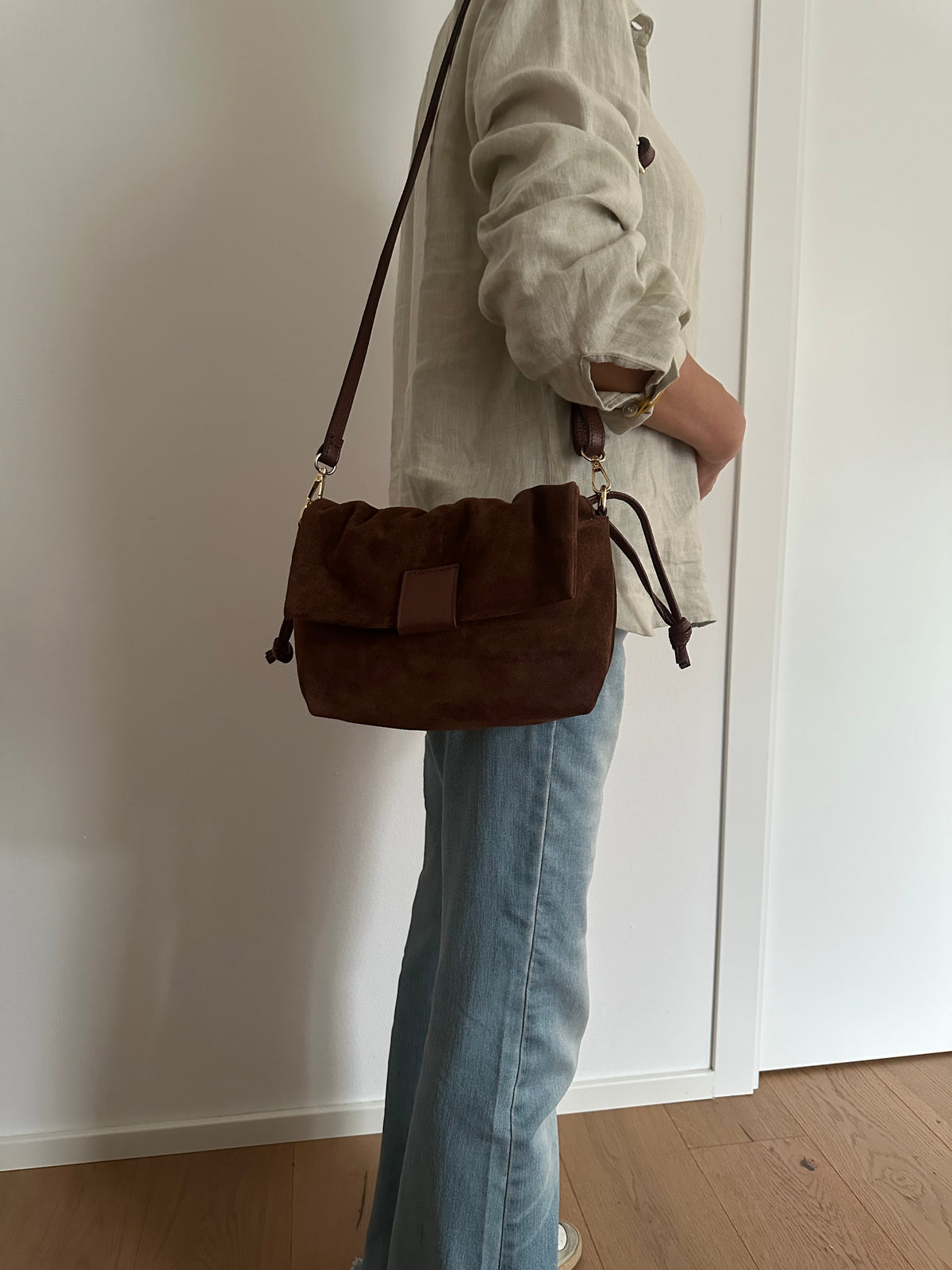 MIKA camoscio- borsa doppia tracolla