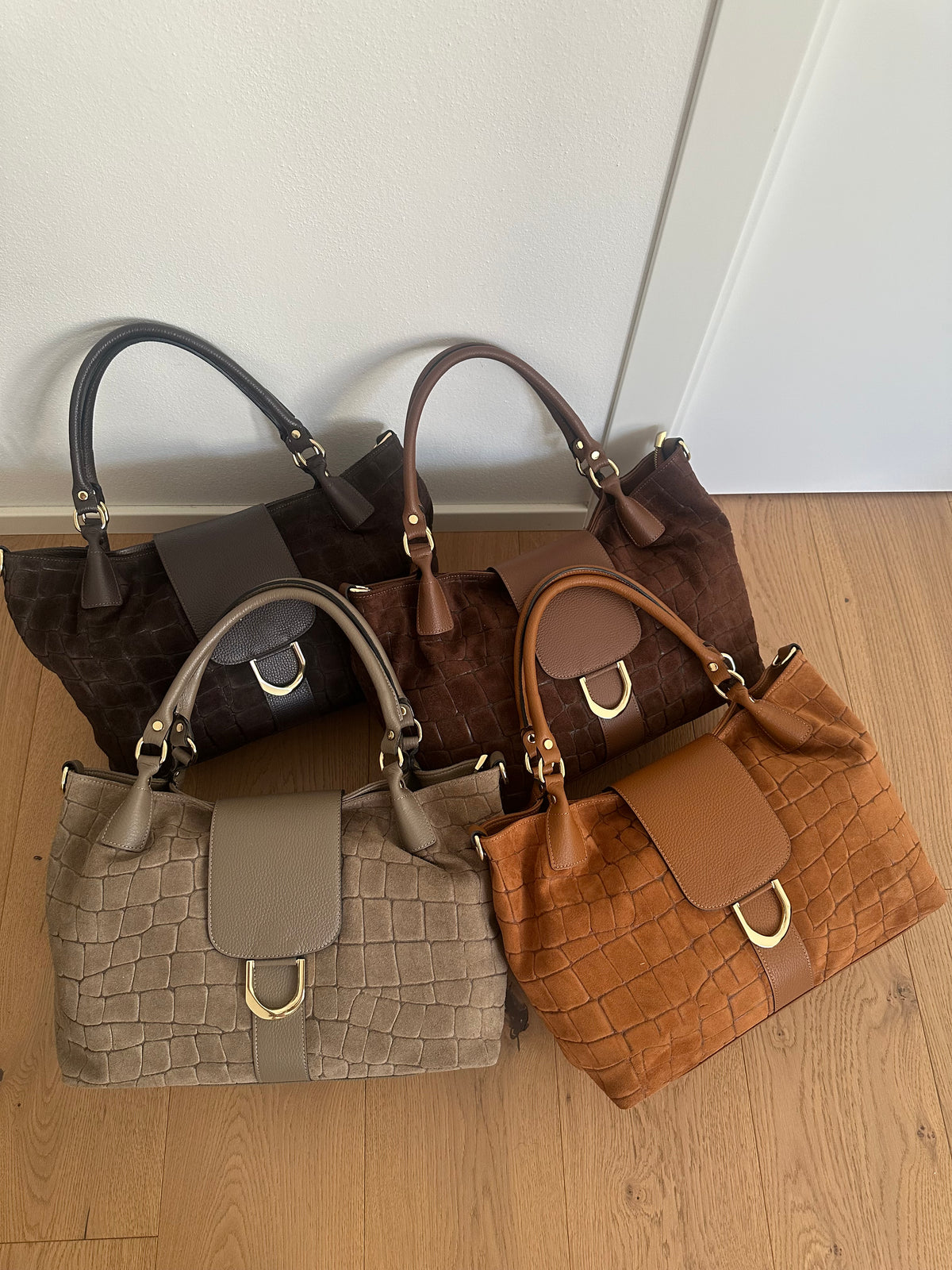 FIONA- shoulder bag camoscio stampa coccodrillo