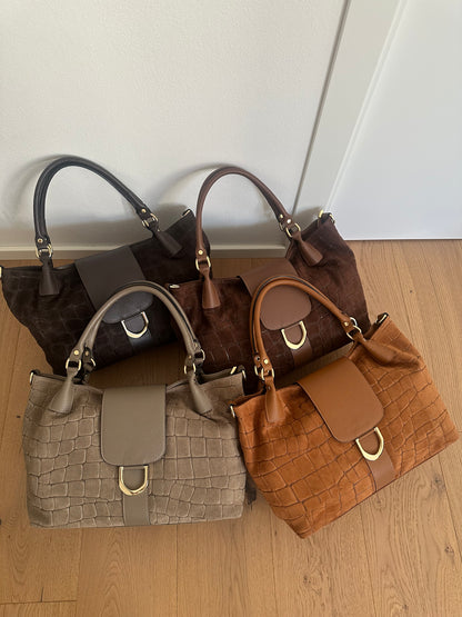 FIONA- shoulder bag camoscio stampa coccodrillo