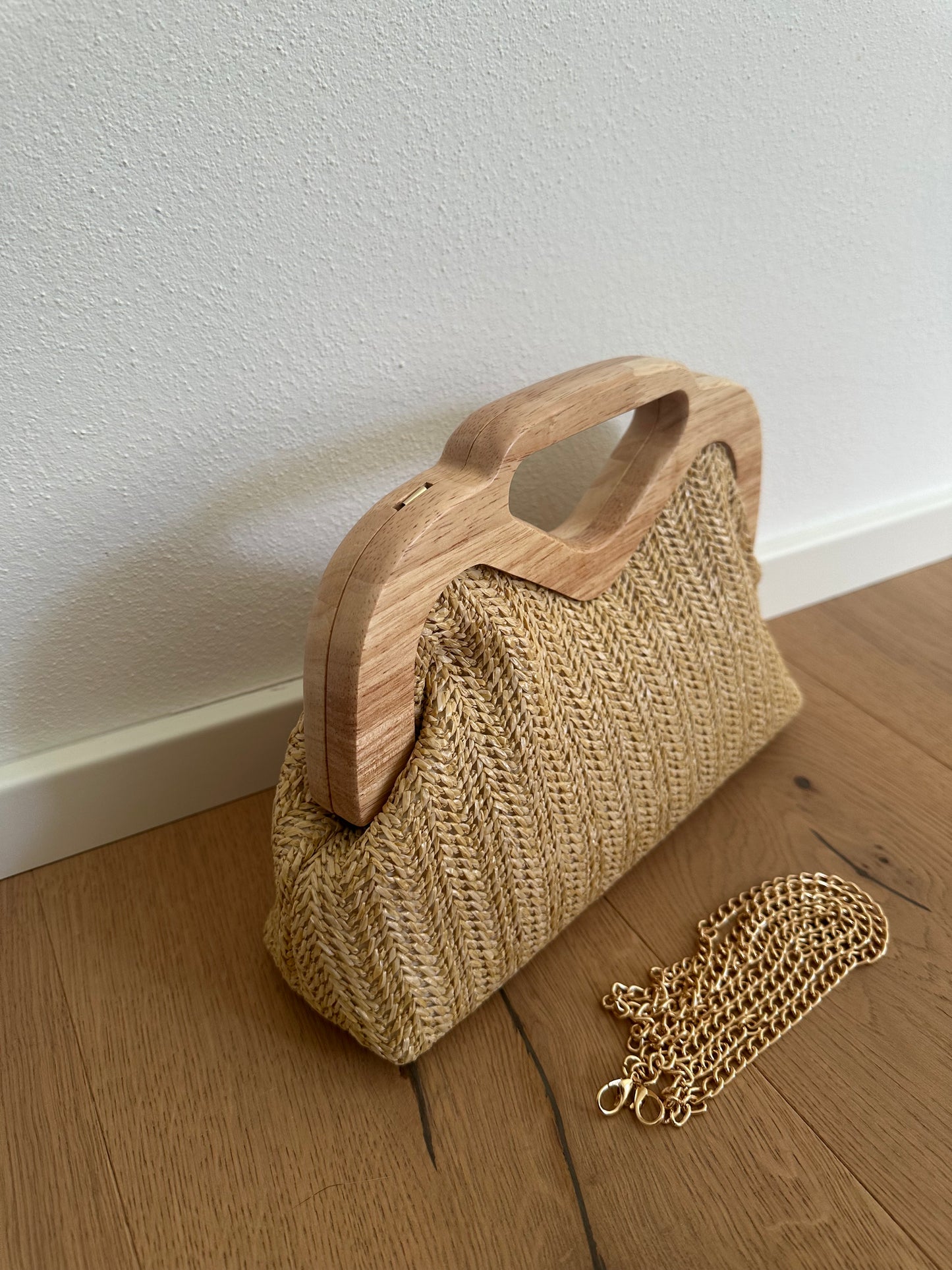 ELSA clutch - rafia e legno