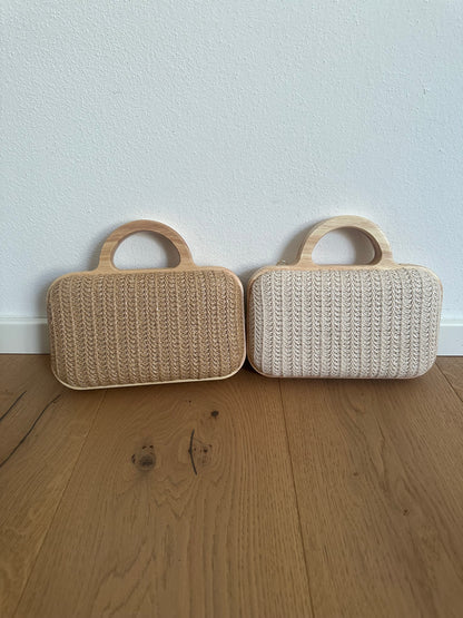 ANNA clutch - rafia e legno