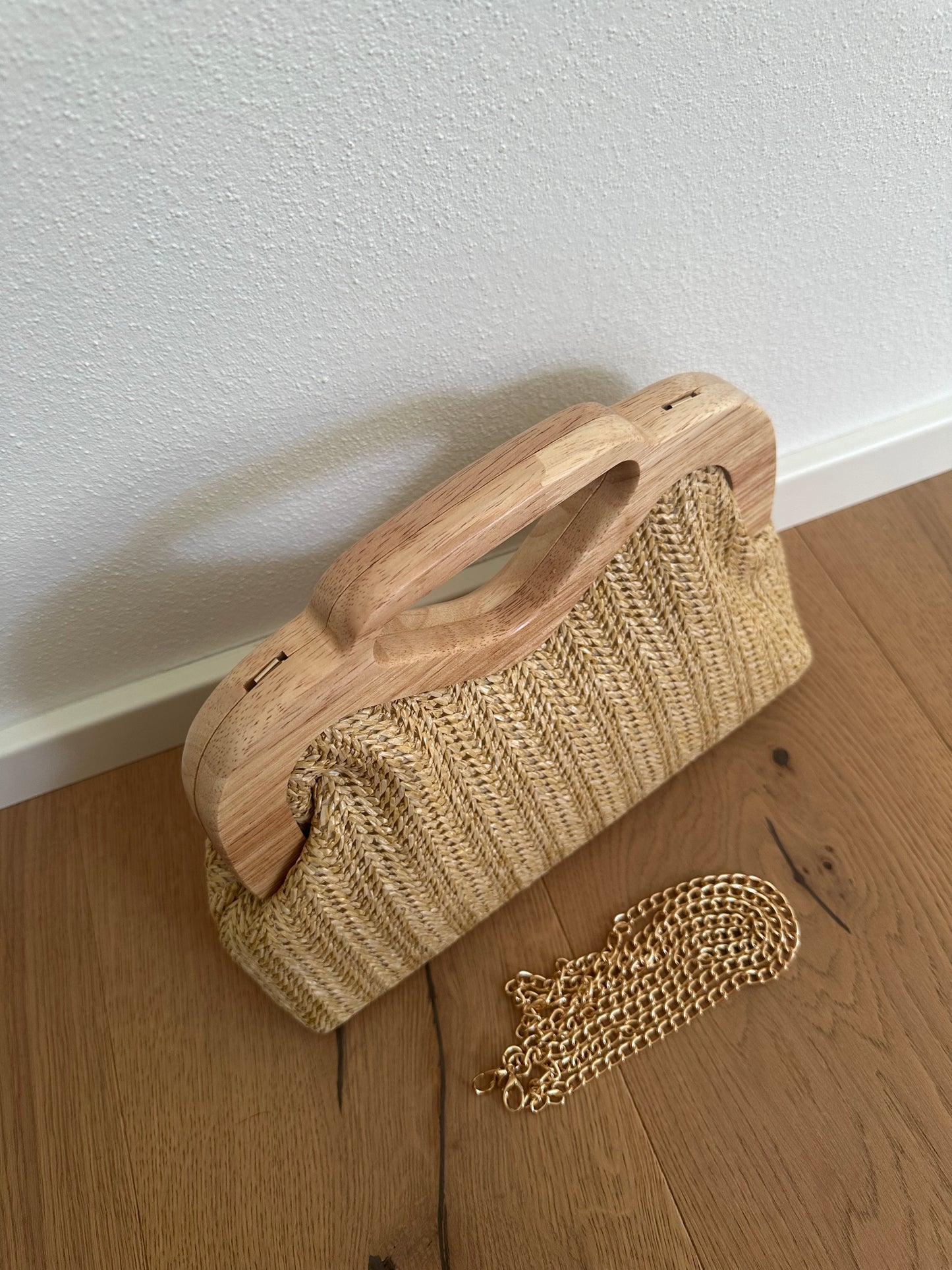 ELSA clutch - rafia e legno