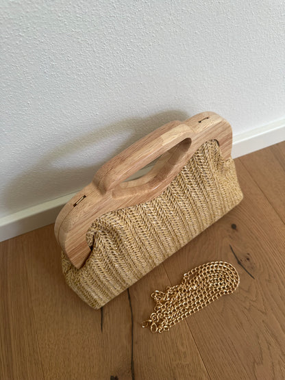 ELSA clutch - rafia e legno