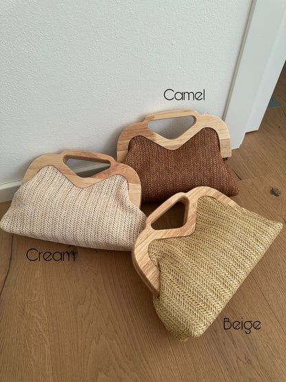 ELSA clutch - rafia e legno