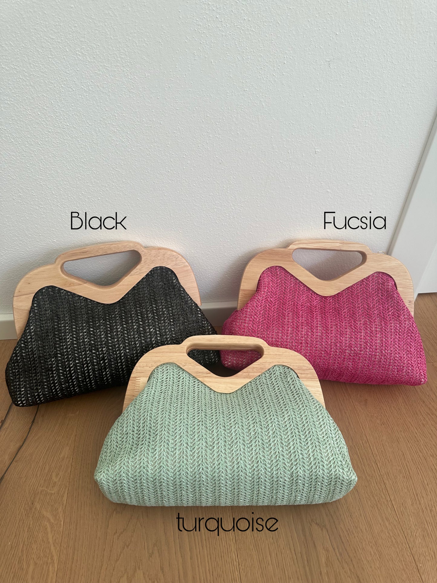 ELSA clutch - rafia e legno