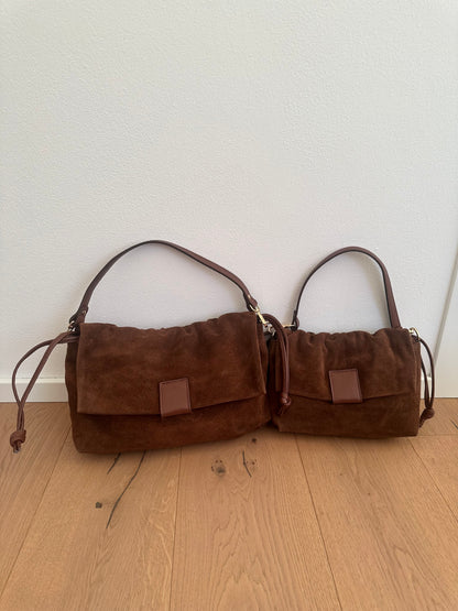 MIKA LARGE camoscio- borsa doppia tracolla