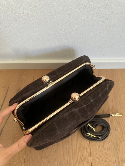SASHA- Pochette/ clutch suede stampa cocco