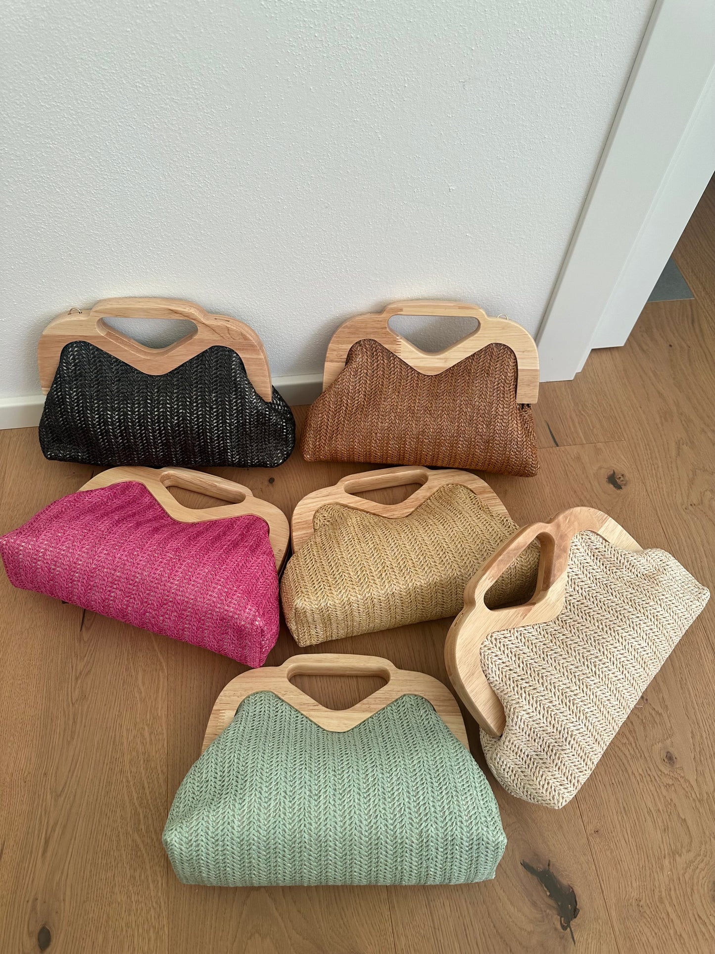 ELSA clutch - rafia e legno