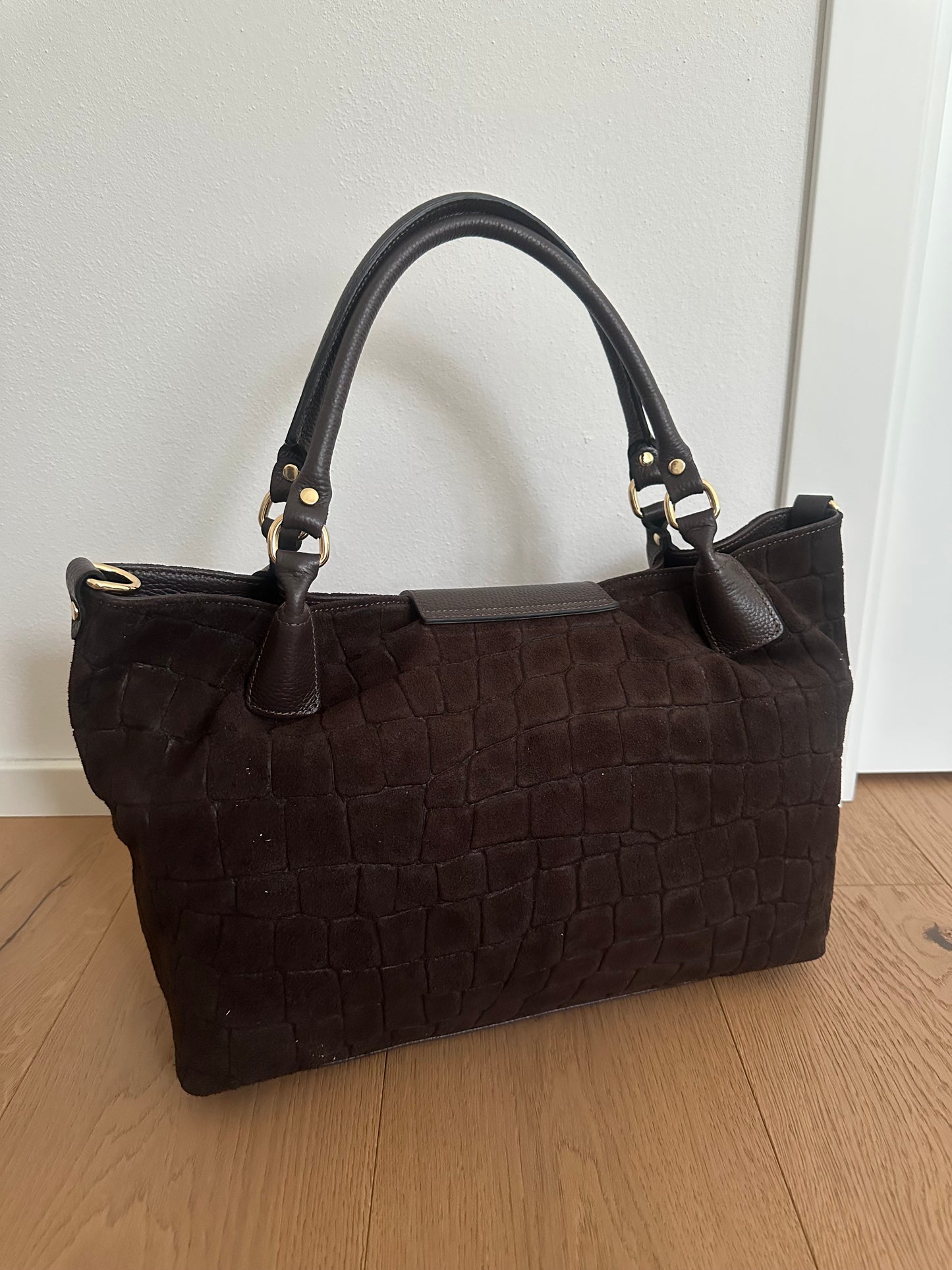 FIONA- shoulder bag camoscio stampa coccodrillo