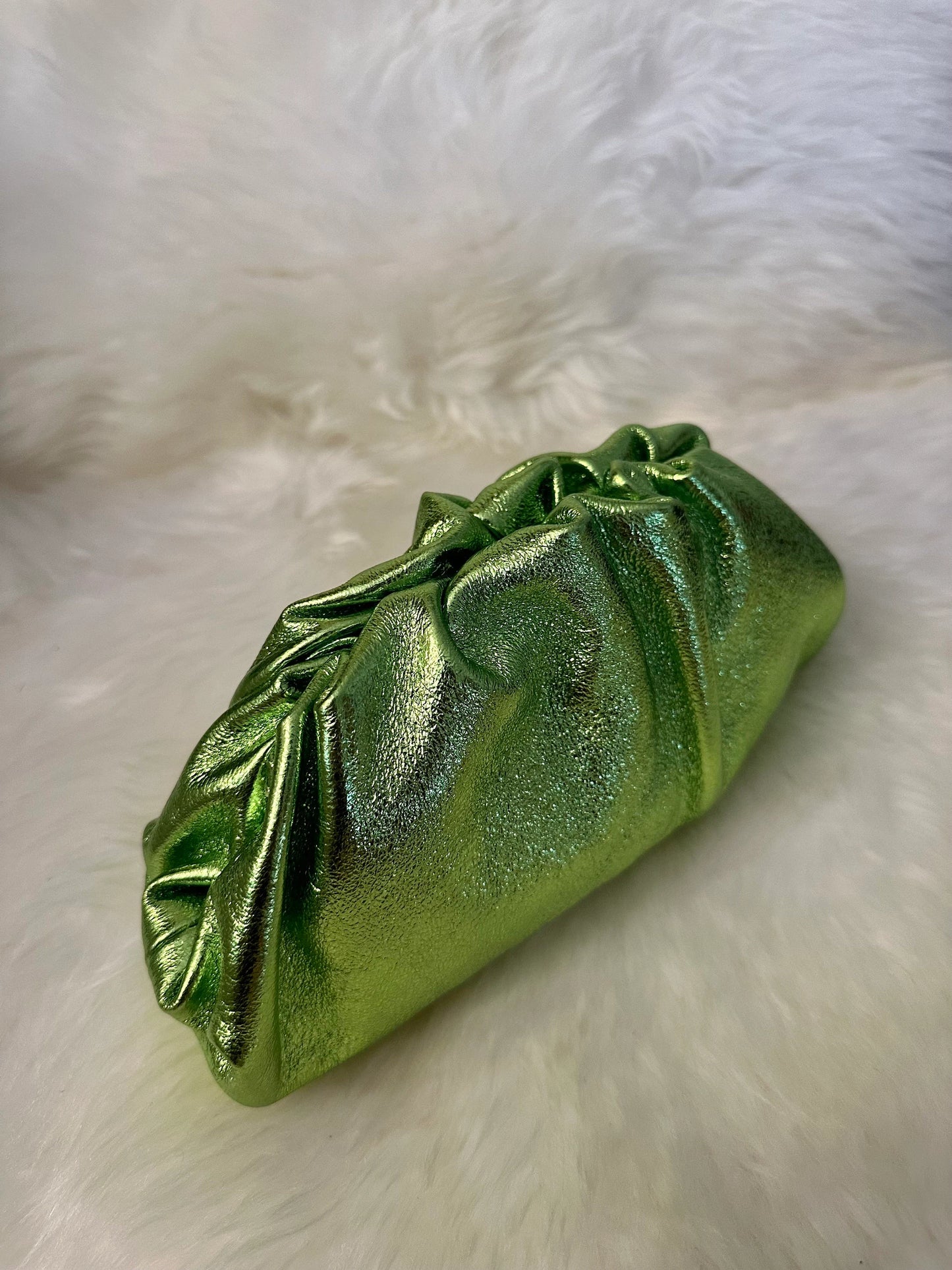 Laminated clutch bag in real leather