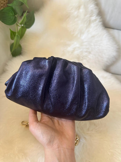 Laminated clutch bag in real leather