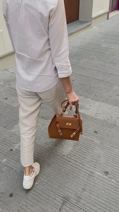 MEDIUM K- Borsa a mano in vera pelle